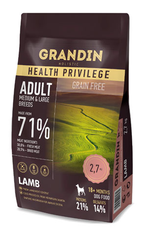 Grandin HOLISTIC сухой корм для взрослых собак средних и крупных пород с ягненком