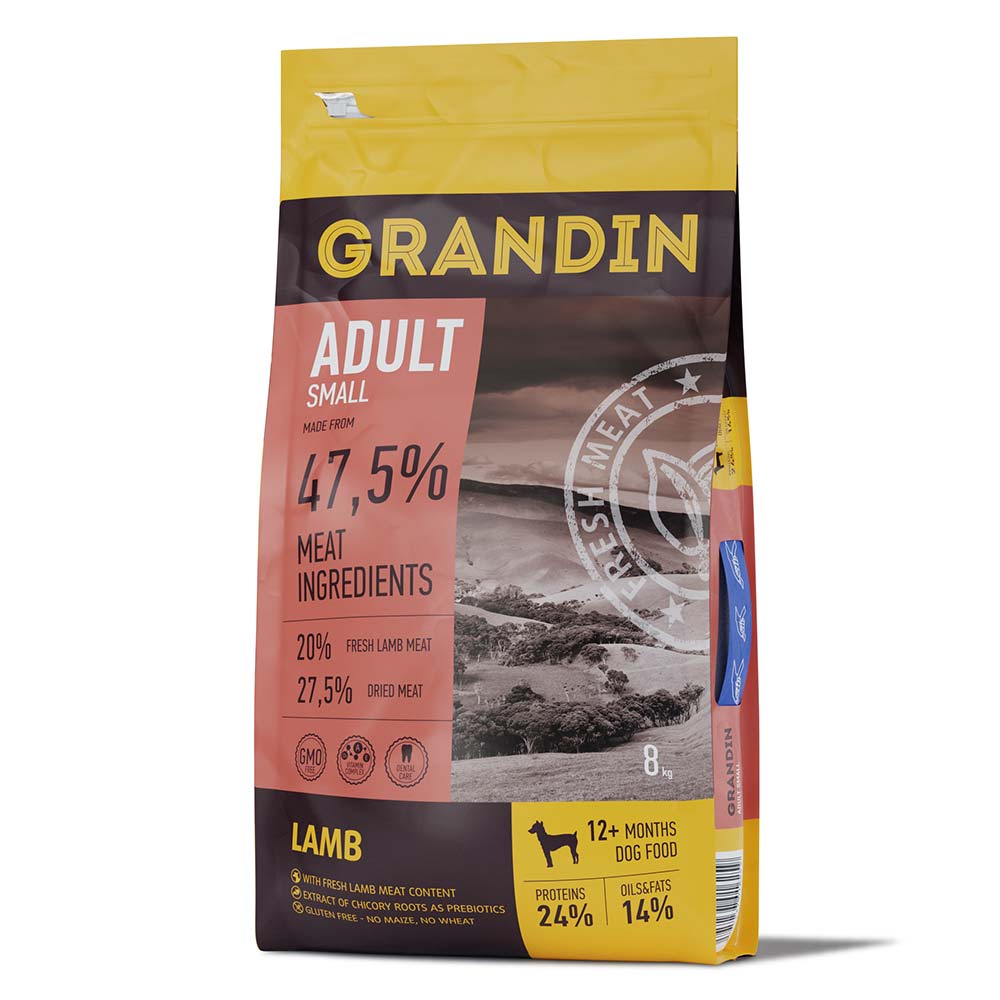 GRANDIN сухой корм для взрослых собак мелких пород с ягненком